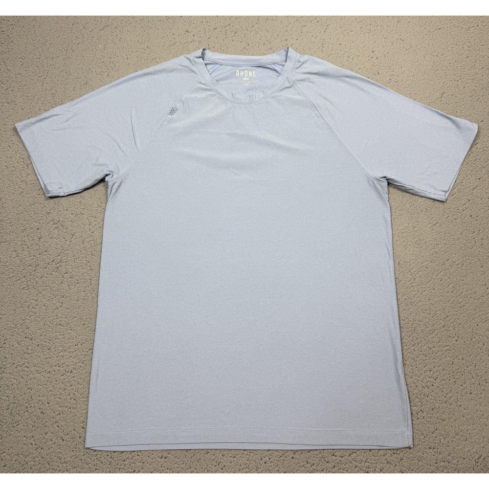 Rhone Shirt Mens Medium Blue Short Sleeve Raglan Athletic Performance Gym Top